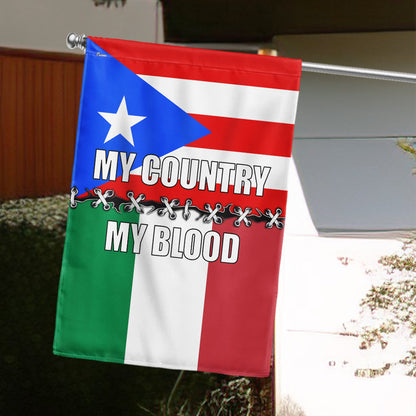 Italian and Puerto Rican My Country My Blood Flag VTM1226NTH