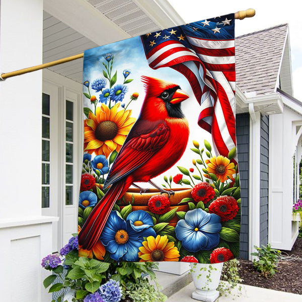 Flagwix American Flag - Patriotic Cardinal 4th of july Floral American Flag TQN3127F
