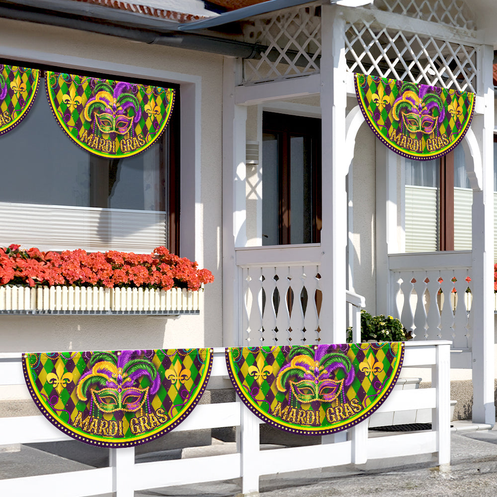 Mardi Gras Non-Pleated Fan Flag TPT2575FL