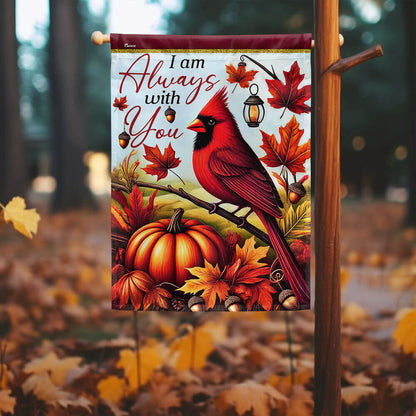 Cardinal Fall Leaves I Am Always With You Flag MLN3656F