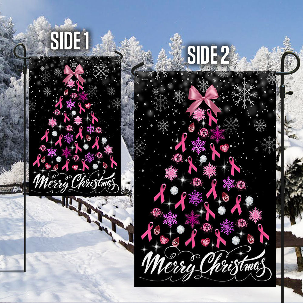 Breast Cancer Christmas Flag Merry Christmas Christmas Tree TQN708F