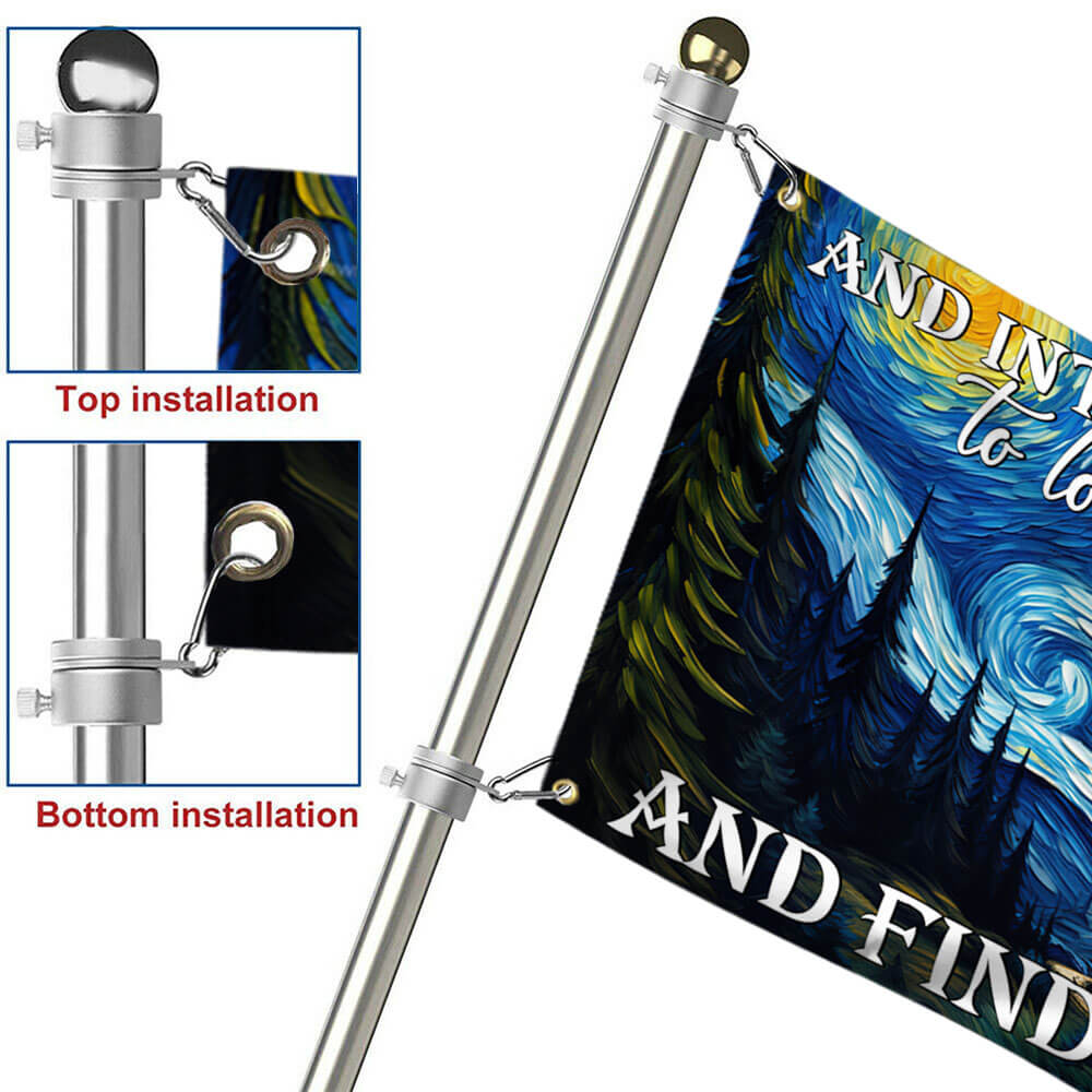 Bigfoot In Starry Night, And Into The Forest I Go, Bigfoot Funny Dorm Flag TPT1173GF