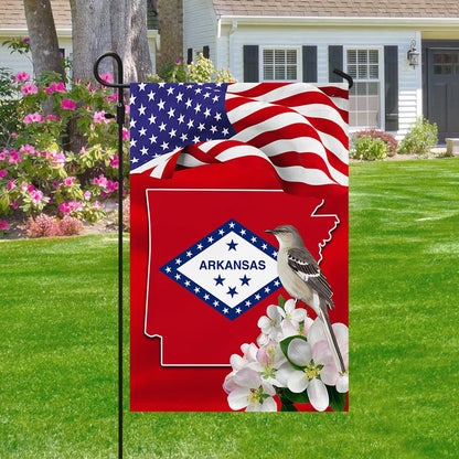 Arkansas State With Mocking Bird and Apple Blossom Flag TPT775Fv3