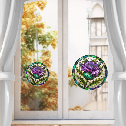 Purple Thistles Flower Suncatcher Acrylic Hanging Sign TQN4663AS