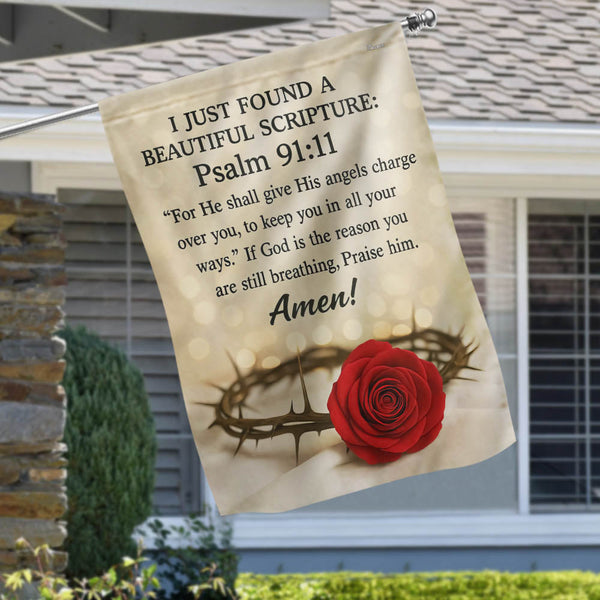 Christian with Psalm 91:11 Bible Verse Religious Faith Flag TQN5377TTH