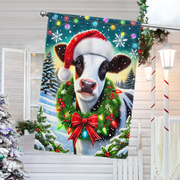 Cow Cattle Christmas Farm Animal Flag MLN4232F