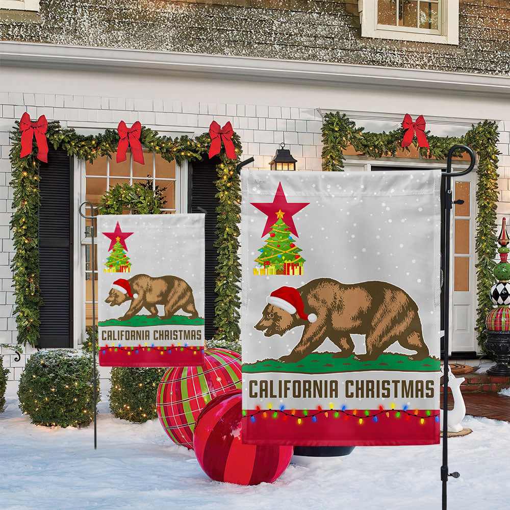 California Christmas Santa Bear Merry Christmas Flag MLN2045F