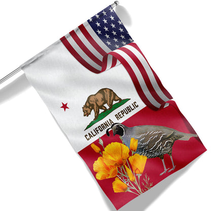 California State California Quail Bird and Golden Poppy Flower Flag MLN1141Fv49