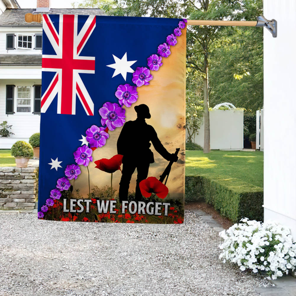 Anzac Day Lest We Forget Purple Poppy Australia Veteran Flag MLN925F