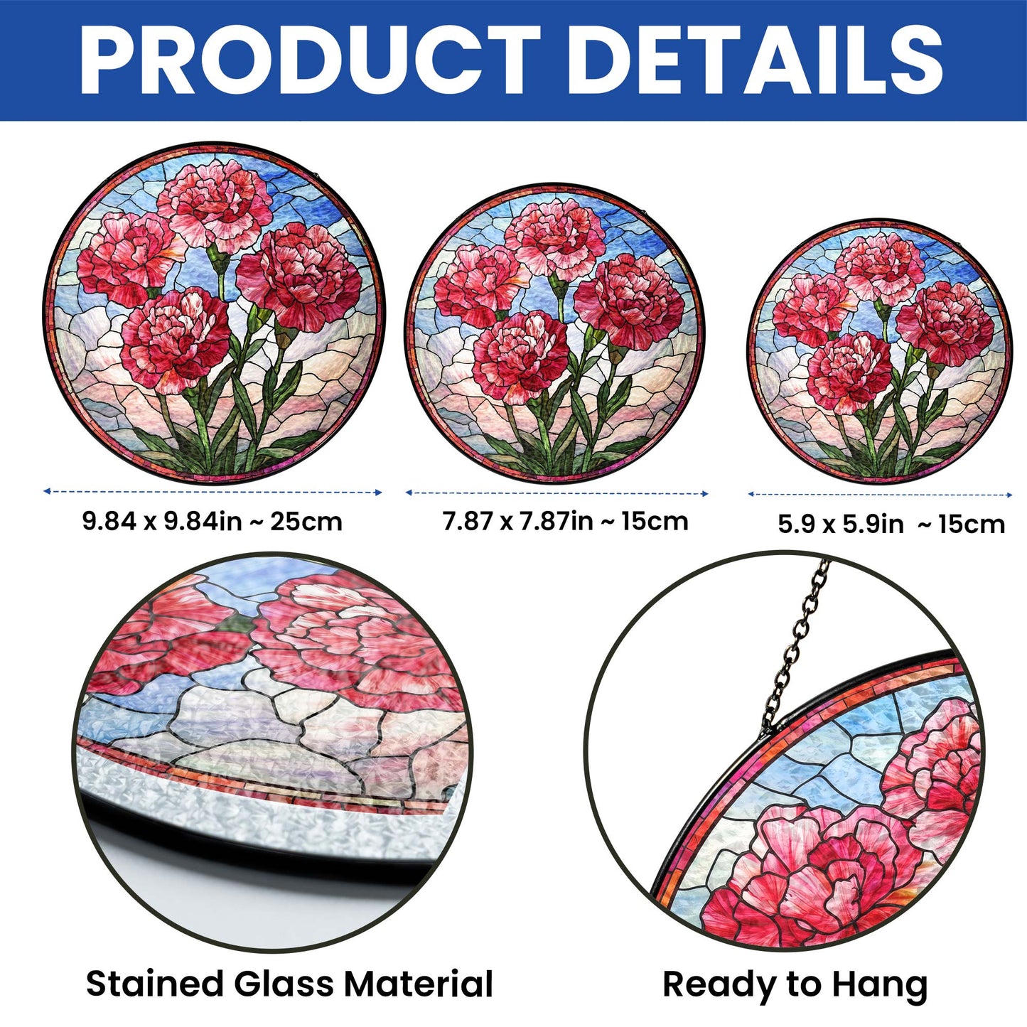 Personalized Birth Month Flowers Stained Glass Suncatcher TQN4882LTH