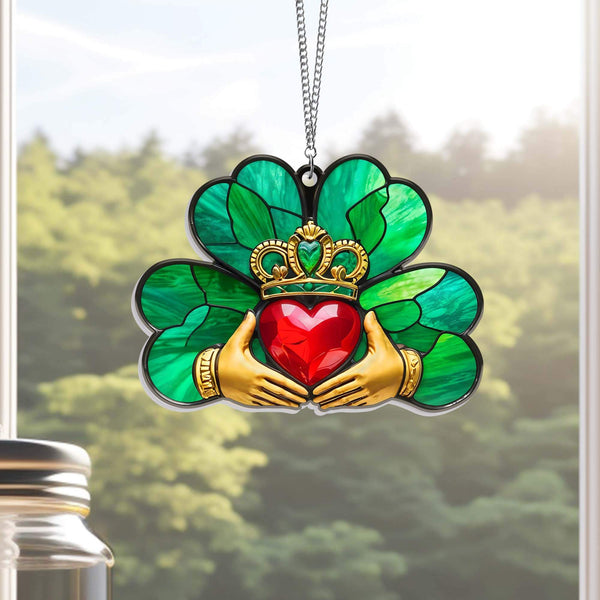 Celtic Irish Claddagh Ring Love Loyalty Friendship Suncatcher Acrylic Hanging MLN4780AS