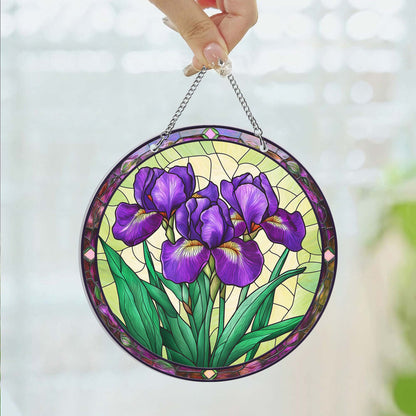Purple Iris Flower Suncatcher Acrylic Hanging Sign TQN4654AS