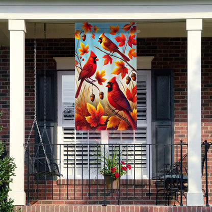 Cardinal Fall Autumn Leaves Welcome Fall Flag MLN3685F