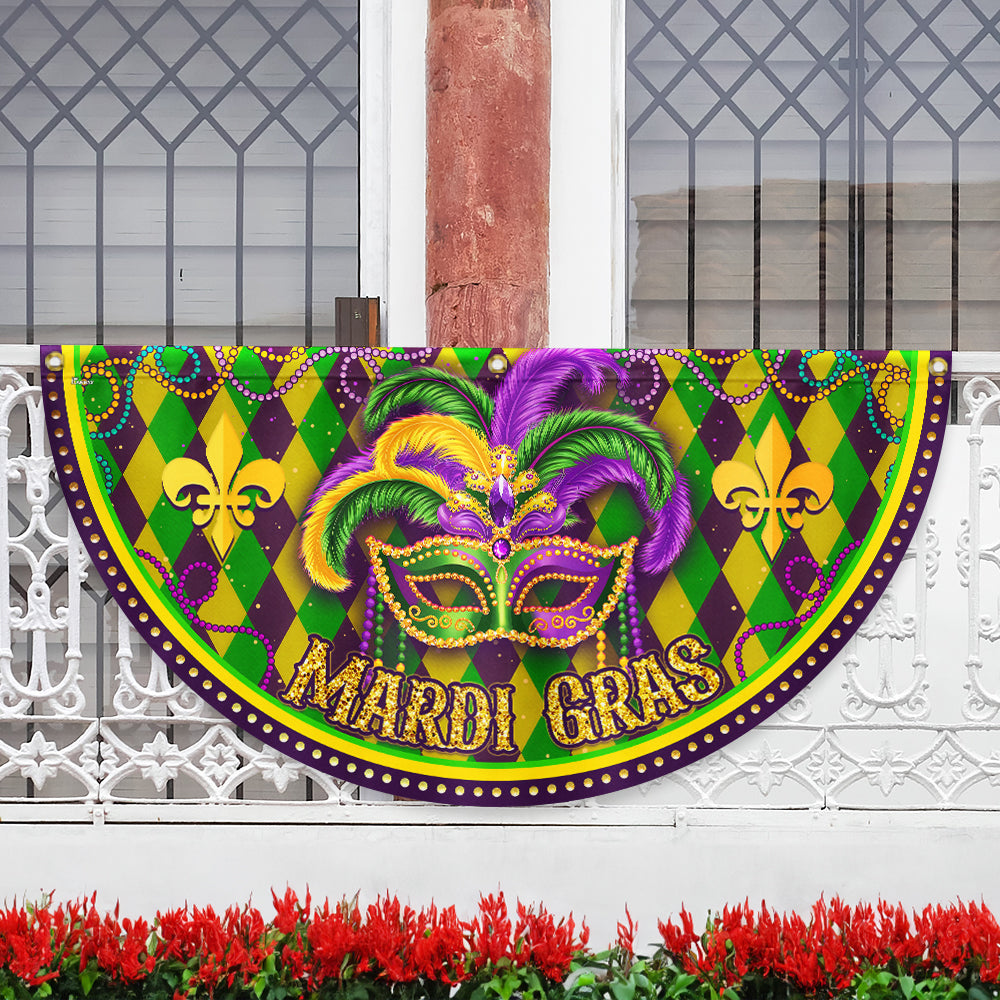 Mardi Gras Non-Pleated Fan Flag TPT2575FL