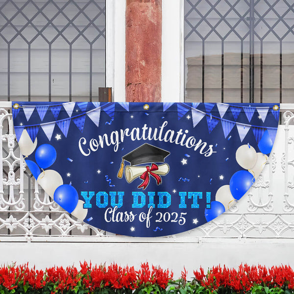 Congratulations You Did It, Happy Graduation 2025 Non-Pleated Fan Flag TPT2714TNB
