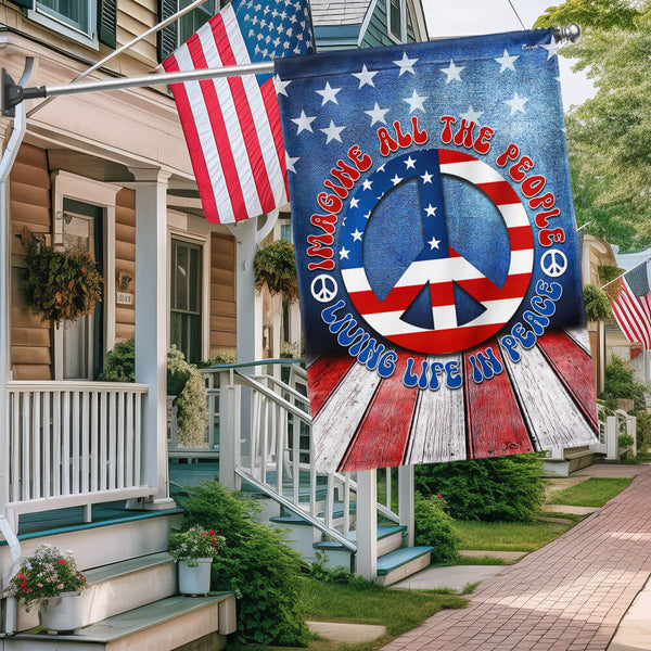 Flagwix American Flag - Hippie Peace Sign Living Life In Peace American Flag TPT2003F