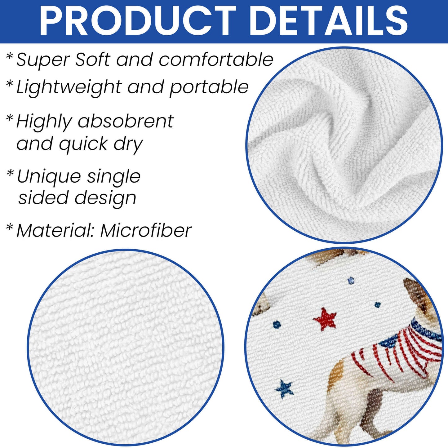 Patriotic Dogs American Beach Towel VTM1354TNB