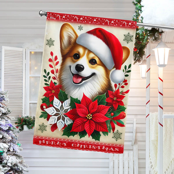 Corgi Dog Merry Christmas Flag TQN4188F