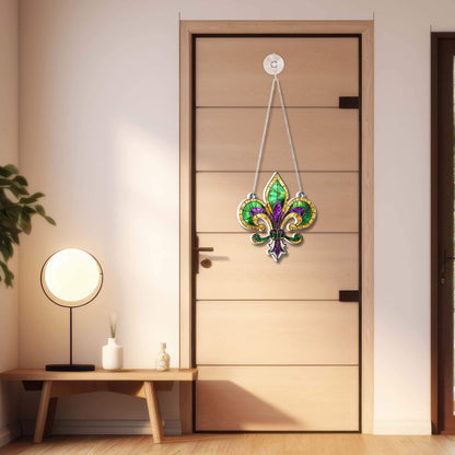 Mardi Gras Fleur De Lis Acrylic Suncatcher Hanging TPT2604TNB