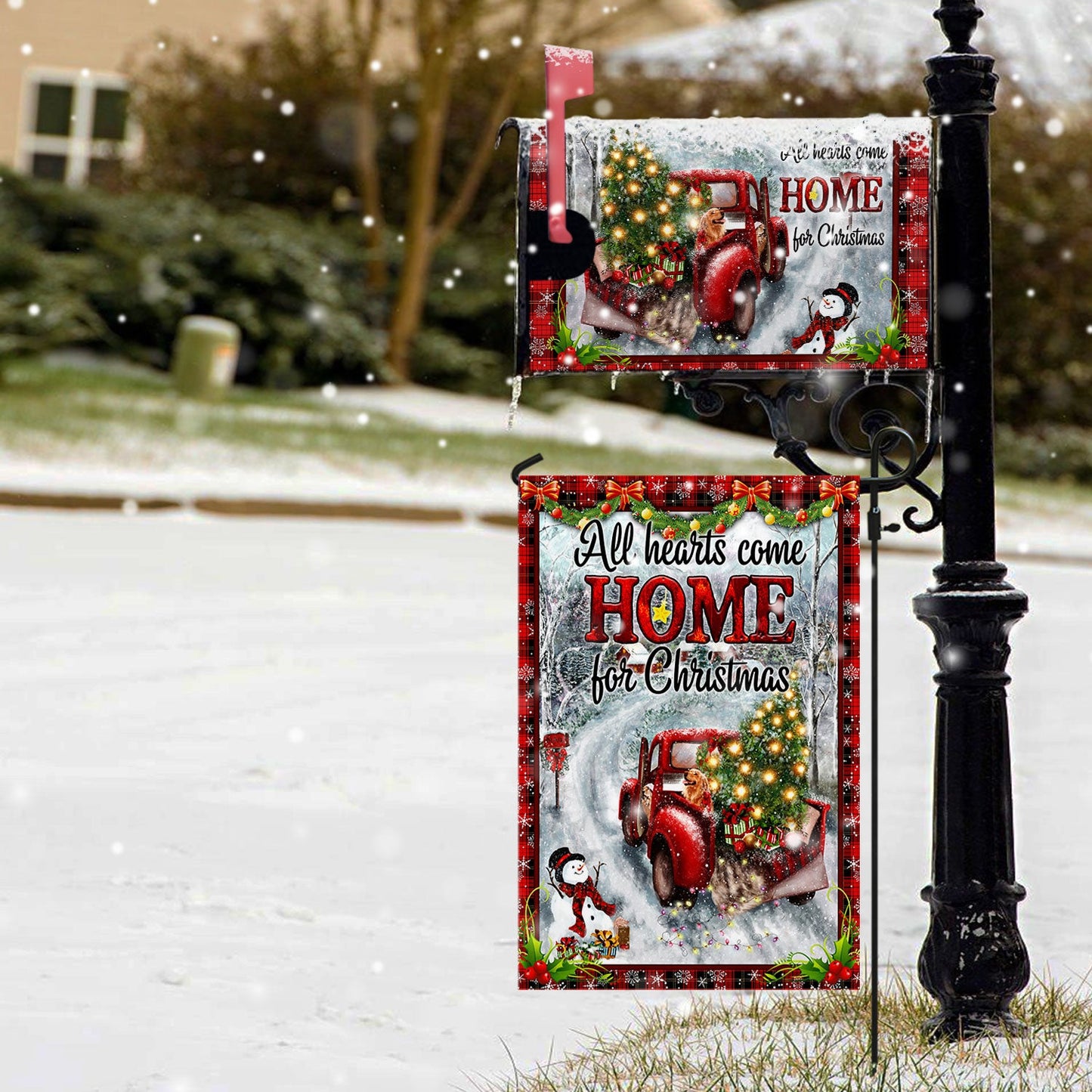 All Hearts Come Home For Christmas Garden Flag &amp; Mailbox Cover BNN600MF