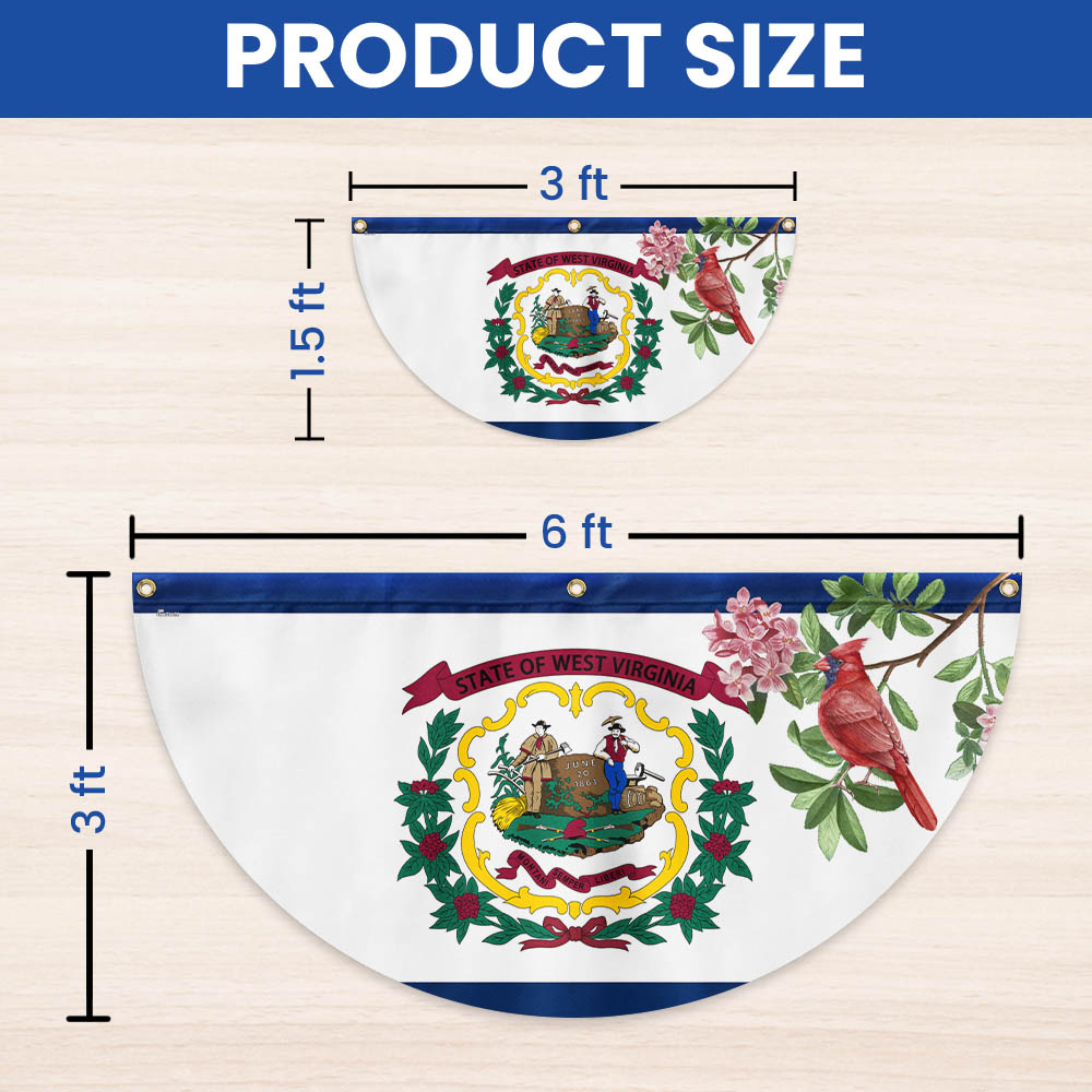 Cardinal and Rhododendron Flower, West Virginia Non-Pleated Fan Flag TPT1858FLv1