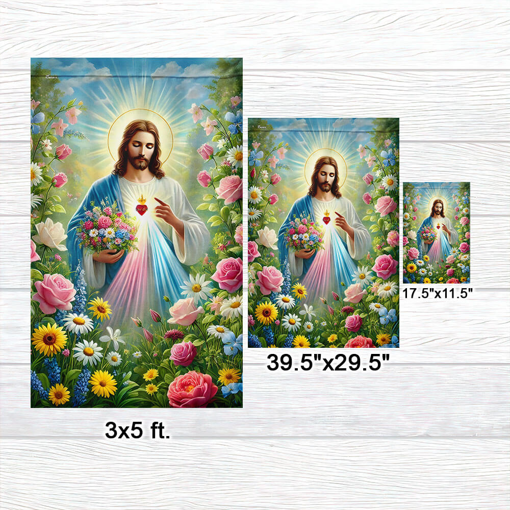 Jesus Holding Flowers Garden Spring Flag VTM1100TNB