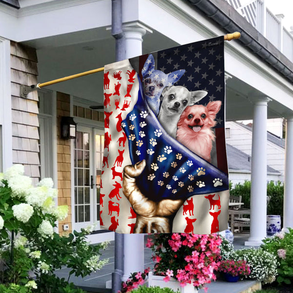 Chihuahua American Flag FLAGWIX  ™ Adorable Chihuahua Dogs Flag LHA1579F