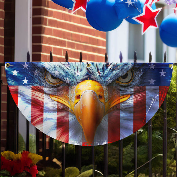 Flagwix American Flag - Happy 4th of july, Patriotic Eagle American Non-Pleated Fan Flag TPT1896FL