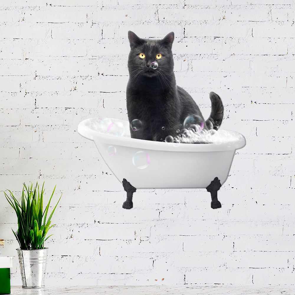 Black Cat Metal Sign Soak Your Worrries Away BNL572MS