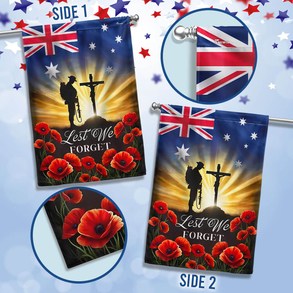 Anzac Day, Remembrance Day Australian Veteran Lest We Forget Flag MLN5173TNB