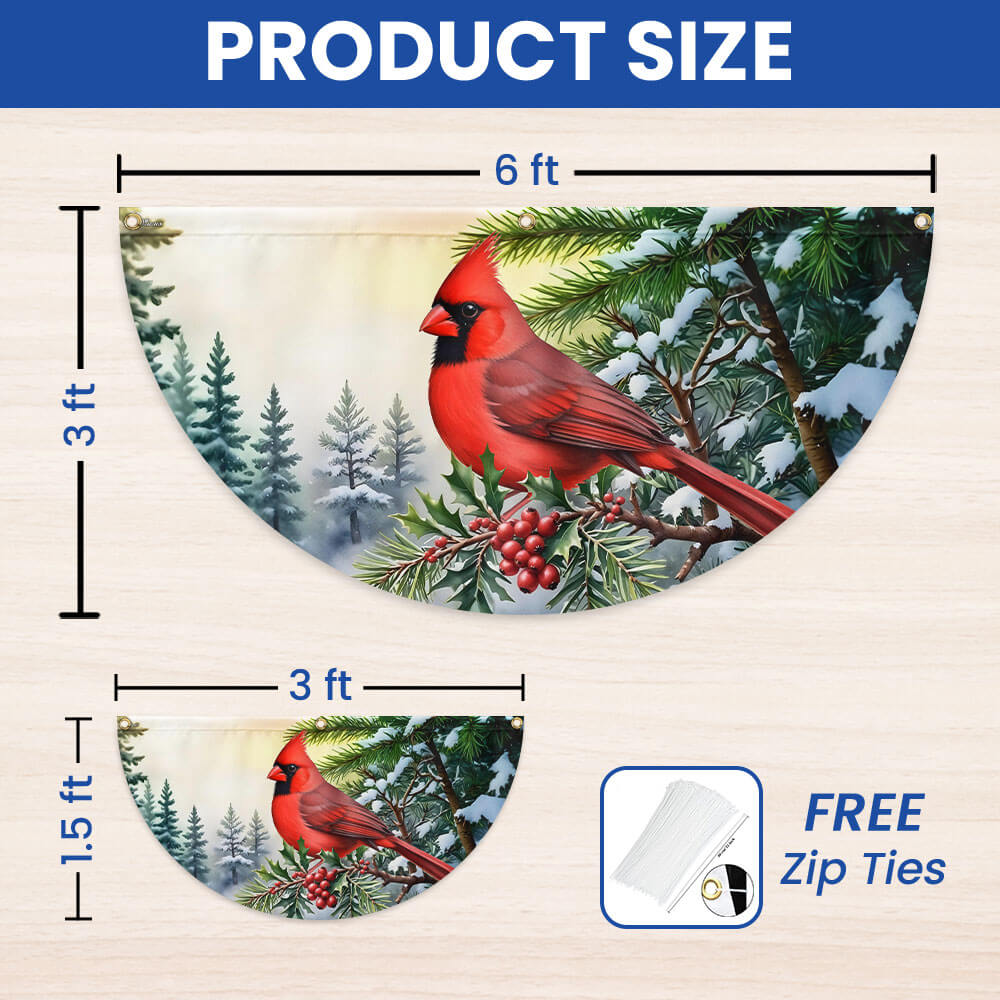 Cardinal Christmas Non-Pleated Fan Flag MLN3942FL
