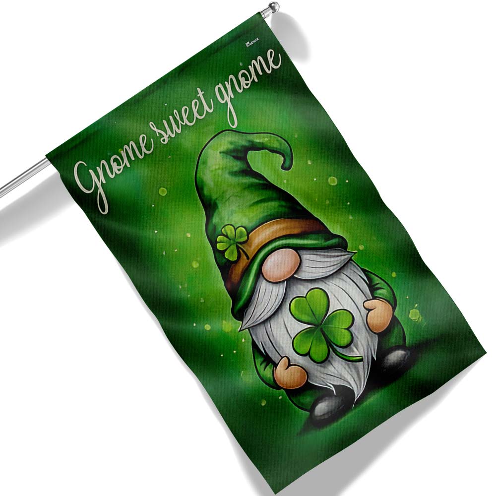 Irish St. Patrick's Day Gnome Sweet Gnome Flag TQN4635F