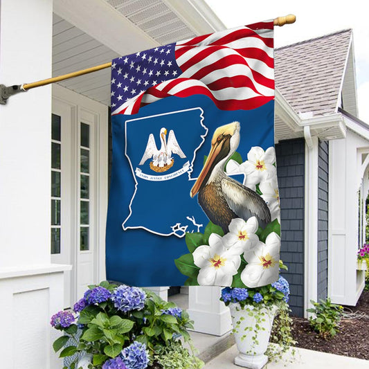 Louisiana State With Brown Pelican and Magnolia, Louisiana Flag TPT775Fv5