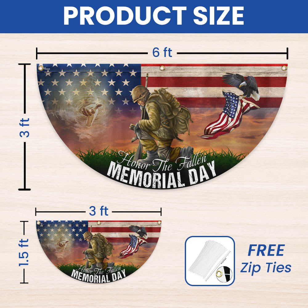 Memorial Day Honor The Fallen American Veteran Eagle Non-Pleated Fan Flag MLN5544TTH