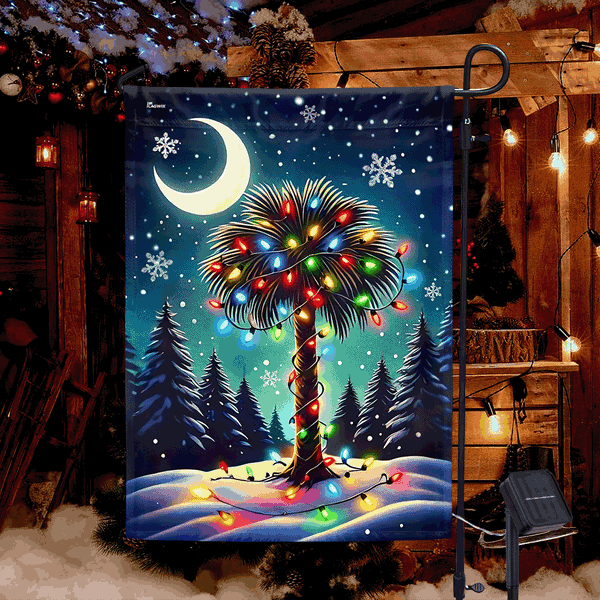 South Carolina Christmas Palm Tree Solar LED Garden Flag MLN4208SF
