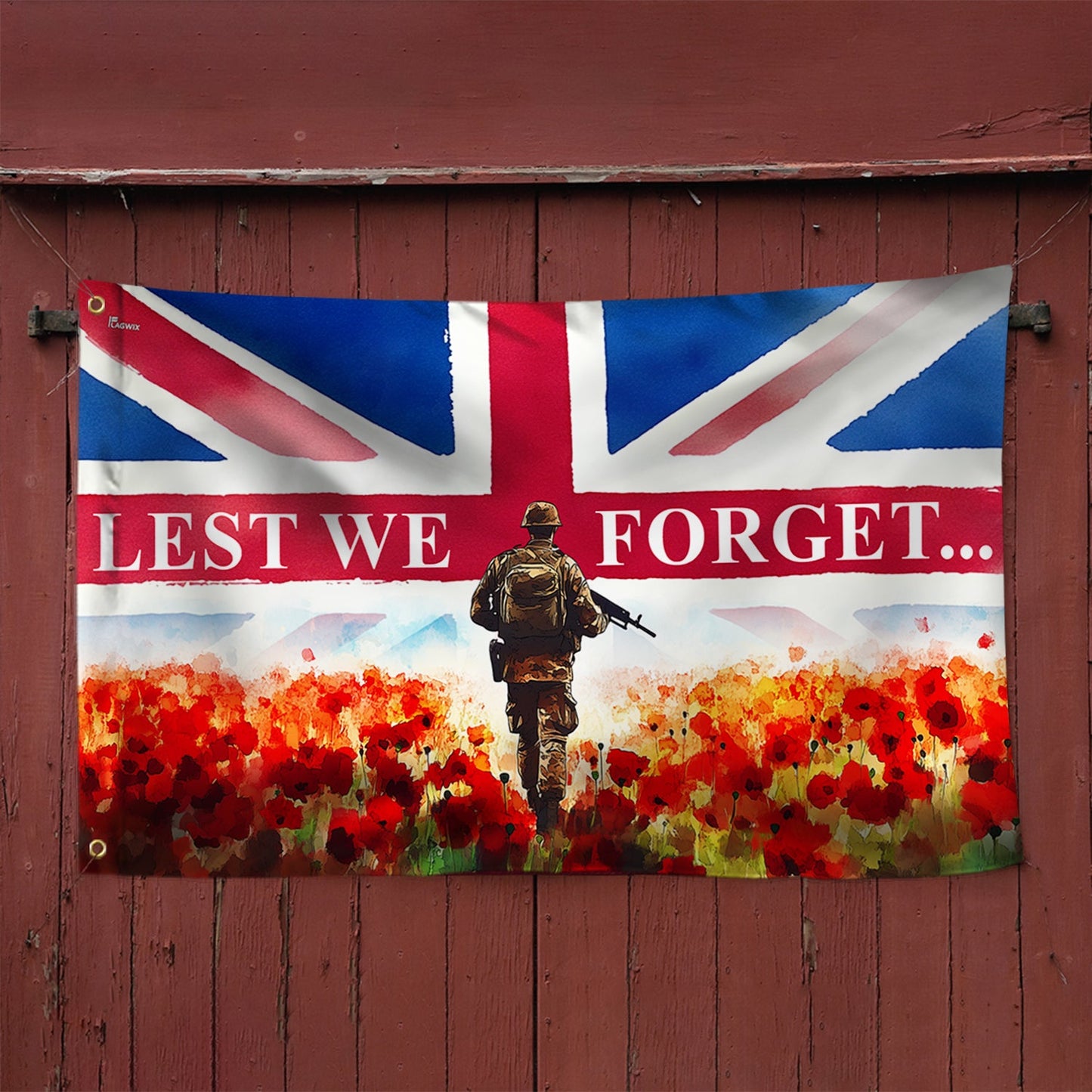 Lest We Forget UK Armed Forces Day Veteran Grommet Flag VTM1187NGT