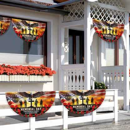 Memorial Day Forever In Our Hearts Non-Pleated Fan Flag VTM1208NTH