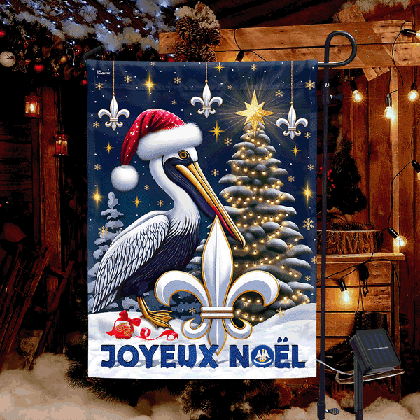 Louisiana Christmas Cajun Christmas Joyeux Noel Solar LED Garden Flag MLN2044SF