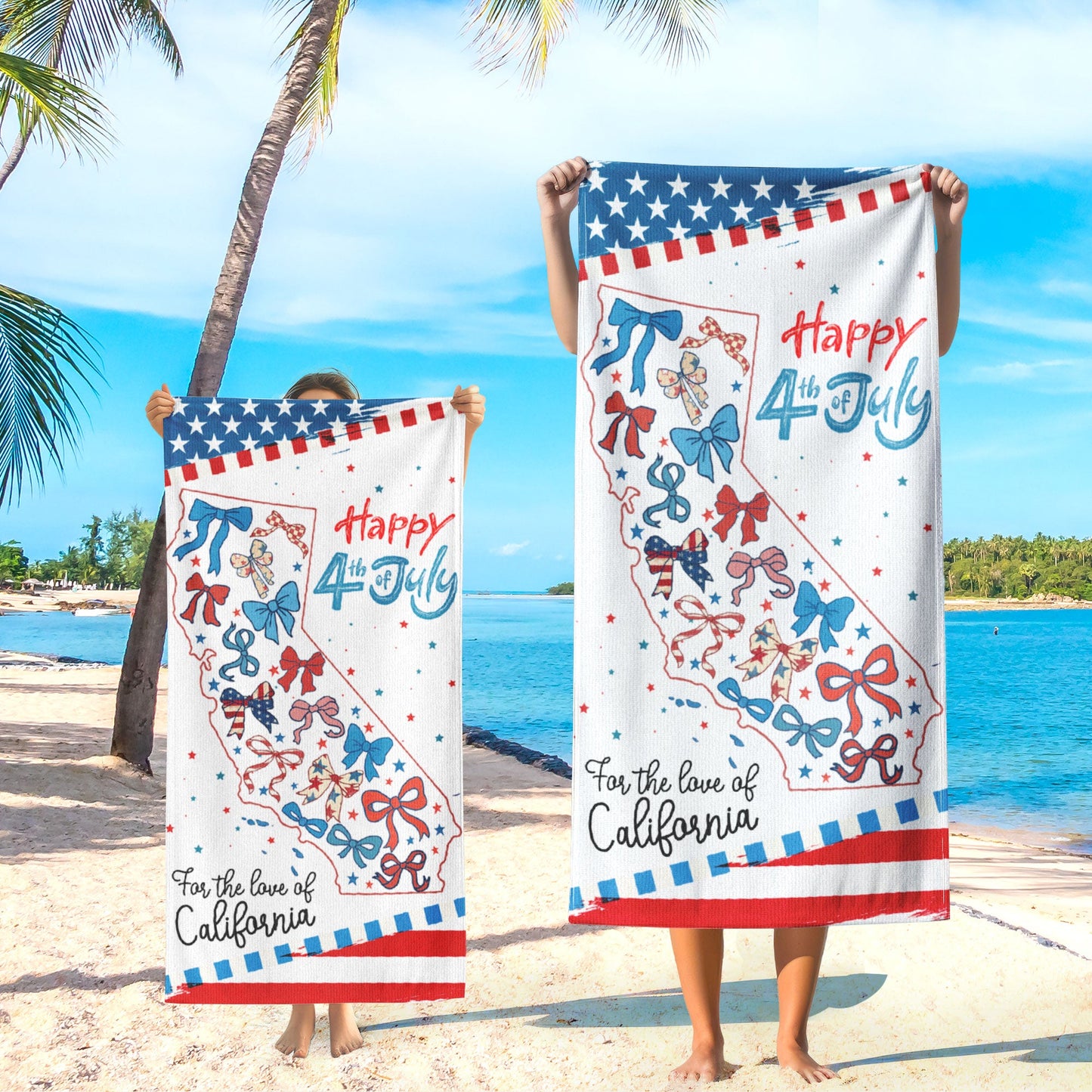 American States Califonia Happy 4th of july Beach Towel THR89DTD