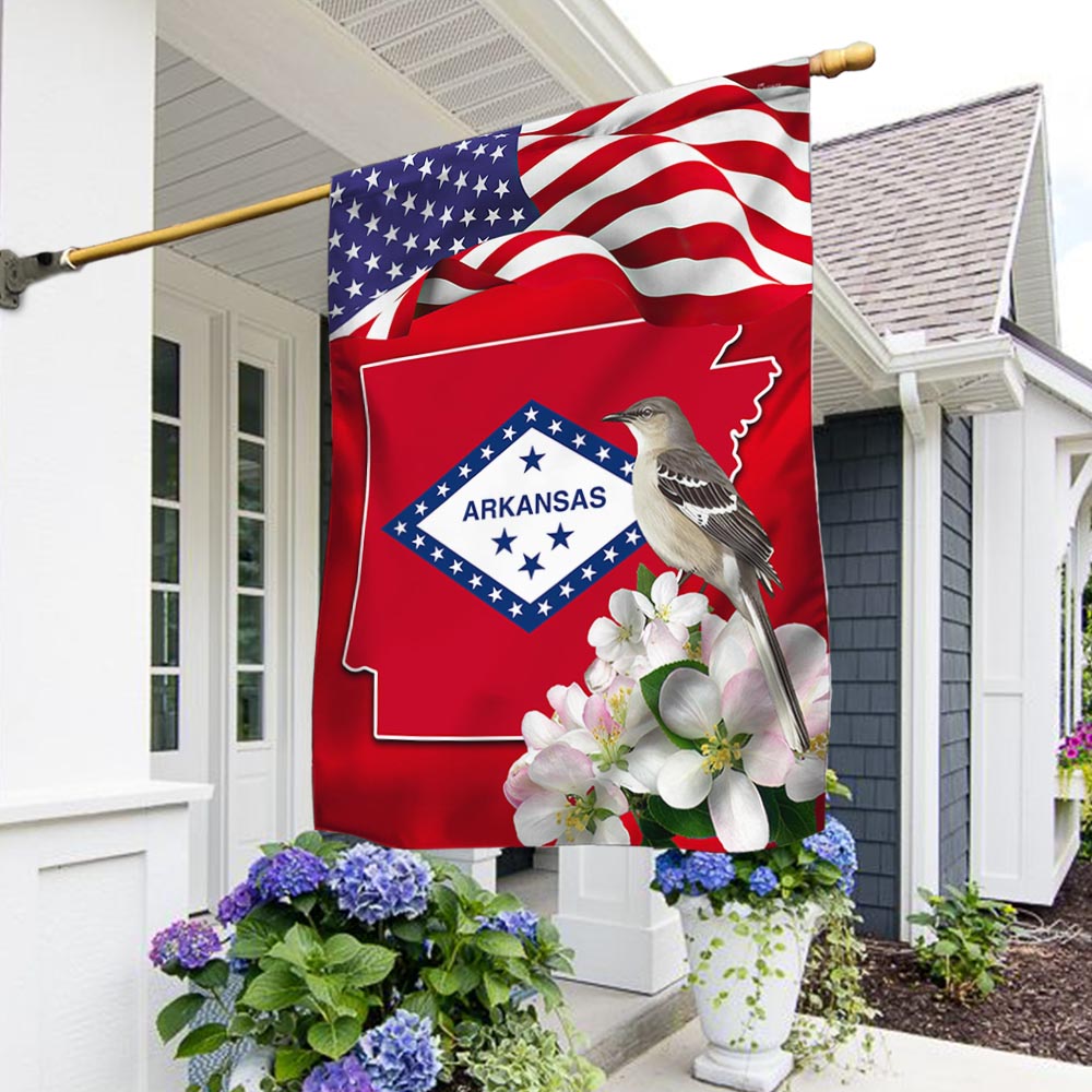 Arkansas State With Mocking Bird and Apple Blossom Flag TPT775Fv3