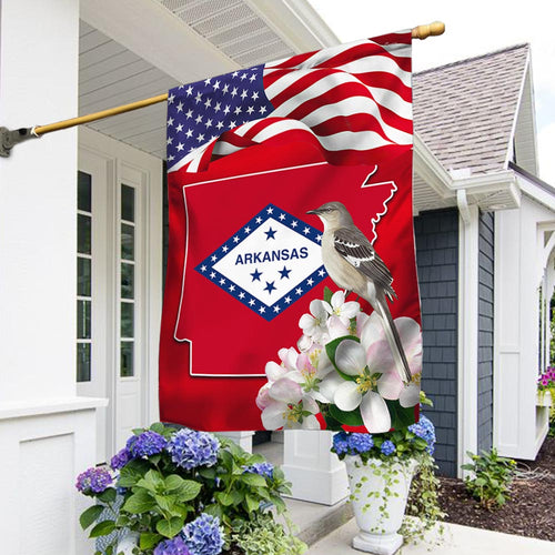 Arkansas State With Mocking Bird and Apple Blossom Flag TPT775Fv3