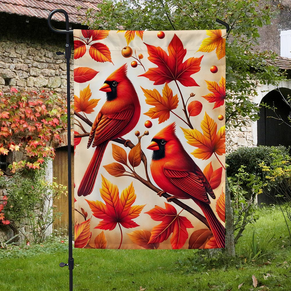 Cardinals Fall Autumn Leaves Flag MLN3557F