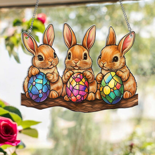Easter Bunny Eggs Spring Acrylic Suncatcher Window Hanging TQN5108HVN