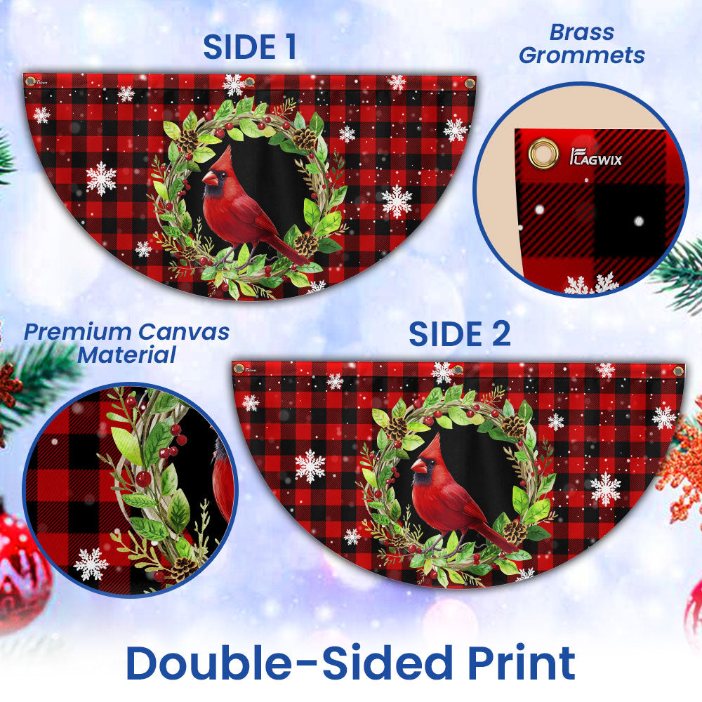 Cardinal Bird Christmas Plaid Non-Pleated Fan Flag TQN3919FL