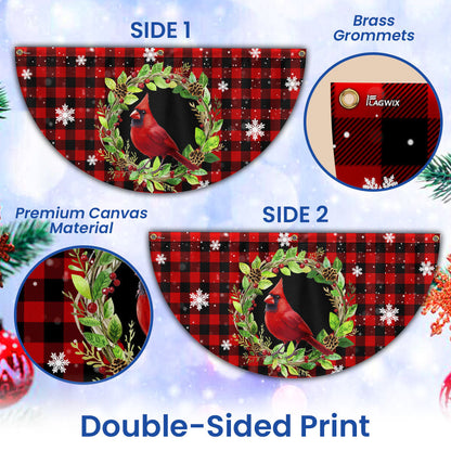 Cardinal Bird Christmas Plaid Non-Pleated Fan Flag TQN3919FL