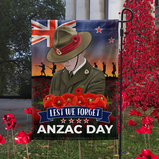 Anzac Day New Zealand Poppy Lest We Forget Flag MLN1180F