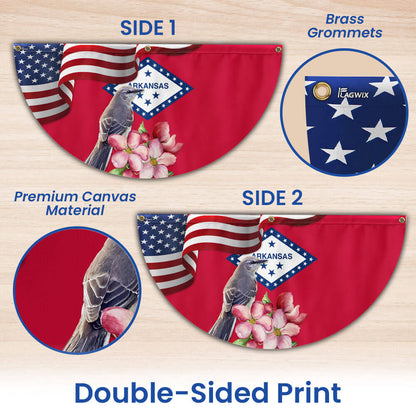 Arkansas State Apple Blossom Flower and Mockingbird Non-Pleated Fan Flag MLN3595FL