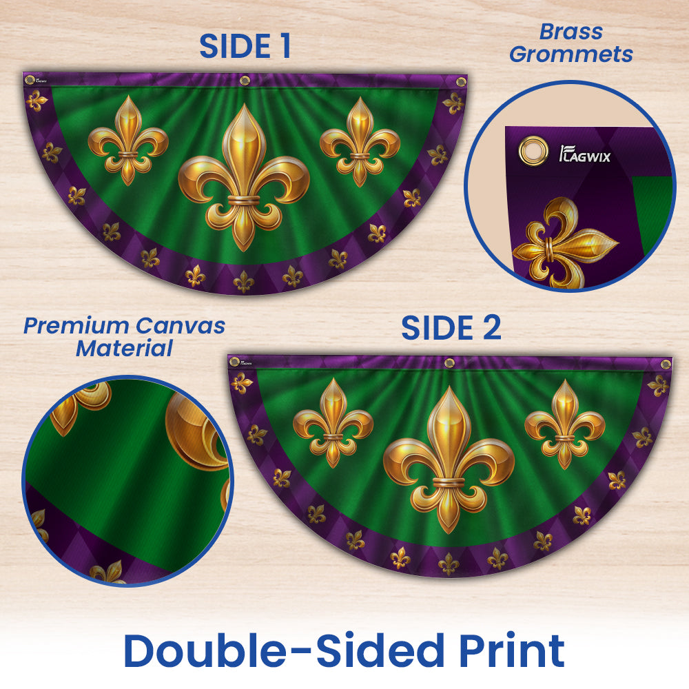 Mardi Gras Fleur De Lis Non-Pleated Fan Flag TQN4676FL