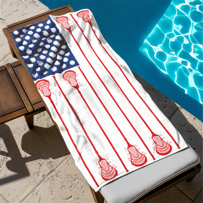 Lacrosse American USA Flag Beach Towel Player Sport Game TQN5566NTH