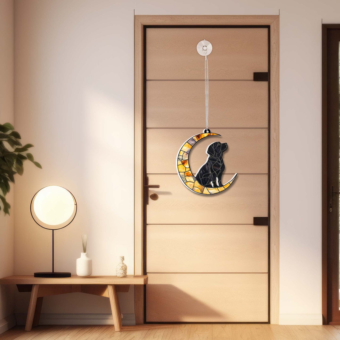 Labrador Retriever Dog On The Moon Acrylic Suncatcher Hanging Sign TQN4877LTH